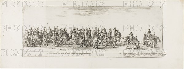Entrance of the Ambassador of Poland into Rome, 1633, Stefano della Bella, Italian, 1610-1664, Italy, Etching on ivory laid paper, 156 x 426 mm (image/plate), 209 x 559 mm (sheet)
