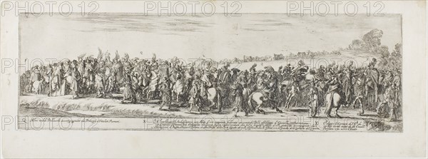 Entrance of the Ambassador of Poland into Rome, 1633, Stefano della Bella, Italian, 1610-1664, Italy, Etching on ivory laid paper, 156 x 505 mm (image/plate), 210 x 562 mm (sheet)