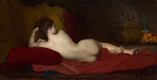 Odalisque, 1874, Jules Joseph Lefebvre, French, 1836-1912, France, Oil on canvas, 102.4 × 200.7 cm (41 5/16 × 79 in.)