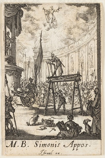 Martyrdom of Saint Simon, plate ten from The Martyrdoms of the Apostles, n.d., Jacques Callot, French, 1592-1635, France, Etching on paper, 72 × 46 mm