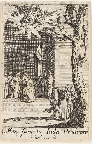 Death of Judas, plate fourteen from The Martyrdoms of the Apostles, n.d., Jacques Callot, French, 1592-1635, France, Etching on paper, 73 × 46 mm