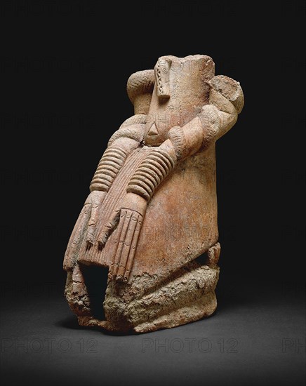 Fragment of a Kneeling Figure, 11th/14th century, Inland Niger Delta region, Mali, Northern Africa and the Sahel, Mali, Terracotta, 47.6 × 23.5 × 30.5 cm (18 3/4 × 9 1/4 × 12 in.)