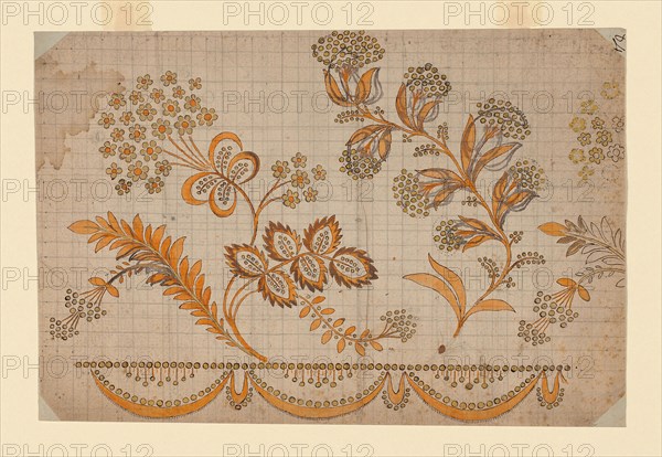 Design for a Woven Textile, 19th century, France, Design on paper, 27.7 × 41 cm (11 7/8 × 16 1/8 in.)