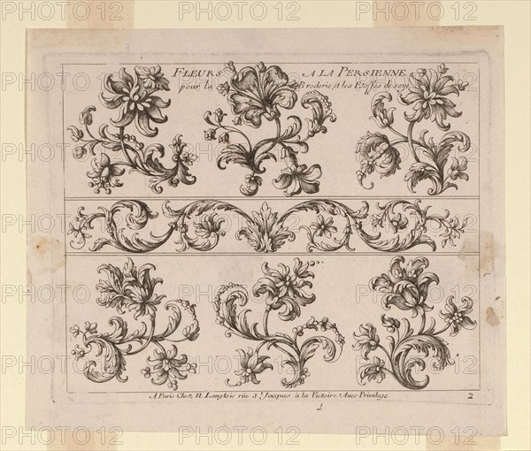Design for an Embroidered or Woven Textile, 17th century, France, Paris, France, Paper, printed, 21 × 24.6 cm (8 1/4 × 9 3/4 in.)