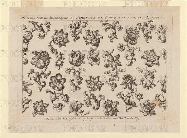 Design for an Embroidered or Woven Textile, 17th century, France, Paris, France, Paper, printed, 20 × 26.9 cm (7 7/8 × 10 5/8 in.)