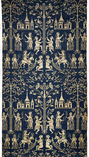Panel (Depicting Christ Entering Jerusalem), 17th century, Denmark, Schleswig-Holstein (became part of Germany in 1815), Denmark, Linen and wool, plain weave with plain interlacing of secondary binding warp and patterning wefts, 167.4 × 83.2 cm (65 7/8 × 32 3/4 in.)