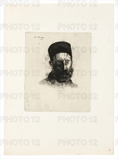 M. Manet (The Artist’s Father) II, 1861, Édouard Manet, French, 1832-1883, France, Etching, aquatint and plate tone in black on ivory laid paper, 187 × 156 mm (image/plate), 357 × 267 mm (sheet)