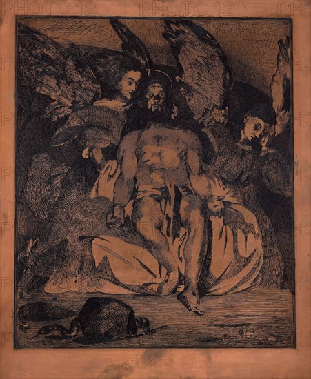 Dead Christ with Angels, 1866/67, Édouard Manet, French, 1832-1883, France, Copperplate, etched and aquatinted, 403 × 332 mm