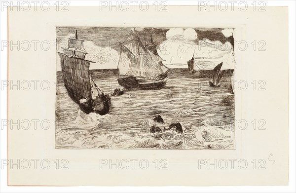 Marine, 1865–66, Édouard Manet, French, 1832-1883, France, Etching, aquatint and roulette in brown on ivory laid paper, 124 × 180 mm (image), 140 × 200 mm (plate), 181 × 283 mm (sheet)