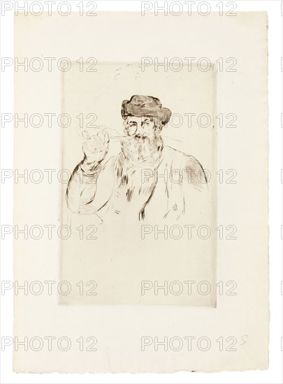 The Smoker II, 1879–82, Édouard Manet, French, 1832-1883, France, Drypoint in brown on ivory wove paper, 235 × 153 mm (image), 237 × 153 mm (plate), 349 × 247 mm (sheet)