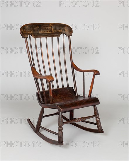 Rocking Chair, 1850/65, American, 19th century, New England, New England, White pine, walnut, and maple, 41 1/4 × 24 1/2 × 27 1/2 in. (overall)