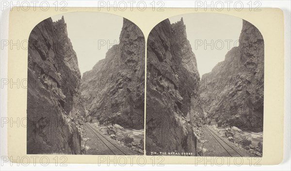 The Royal Gorge, 1879/92, William Henry Jackson, American, 1843–1942, United States, Albumen print, stereo, 9.3 x 7.5 cm (each image), 10.1 x 17.6 cm (card)