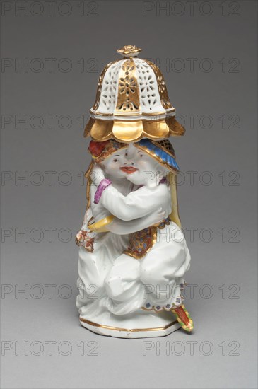 Sugar Caster with Cover (one of a pair), c. 1737, Meissen Porcelain Manufactory, German, founded 1710, Modeled by Johann J. Kandler (German, 1706-1775), Meissen, Hard-paste porcelain, polychrome enamels, and gilding, H. 7 11/16 in. (19.5 cm)