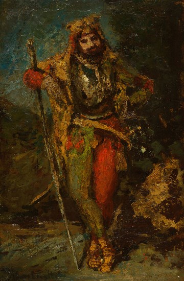 Mephisto from the Opera Faust, 1870/86, Adolphe-Joseph-Thomas Monticelli, French, 1824-1886, France, Oil on panel, 15 1/8 × 10 5/16 in. (38.5 × 26.2 cm)