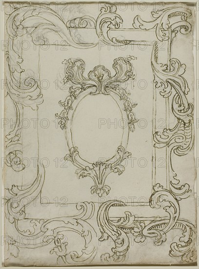 Design for Mirror or Picture Frame, n.d., Unknown artist, English, 18th century, England, Brown ink on paper, 300 × 220 mm