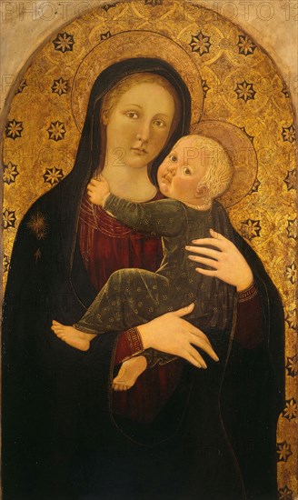 Virgin and Child, c. 1450, Central Italian, Italian, 15th century, Central Italy, Tempera and oil on panel, gold ground, arched top, 81.6 × 49 cm (32 1/8 × 19 1/2 in.)