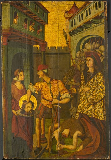 The Beheading of Saint John the Baptist, 1490/1500, Master of Palanquinos, Spanish, active c. 1470–1500, Spain, Tempera and oil on panel, 42 7/8 x 29 in. (109 x 73.7 cm)