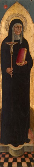 Saint Monica from an Augustinian altarpiece, 1450/75, Italian, possibly Venice, Venice, Tempera and oil on panel, Panel: 126.6 × 31.2 cm (49 7/8 × 12 1/4 in.), Painted Surface: 119 × 24.9 cm (46 7/8 × 9 13/16 in.)