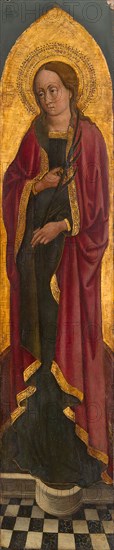Saint Giustina of Padua from an Augustinian altarpiece, 1450/75, Italian, Venice, Venice, Tempera and oil on panel, Panel: 126.2 × 31.9 cm (49 5/8 × 12 9/16 in.), Painted Surface: 119.5 × 25.5 cm (47 × 10 in.)