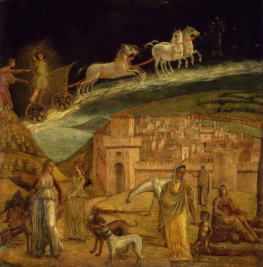 Phaeton Driving the Chariot of Phoebus, 1475/1500, Northern Italian (Verona?), Italy, Tempera or distemper on canvas, 55.3 x 55.6 cm (21 3/4 x 21 13/16 in.)