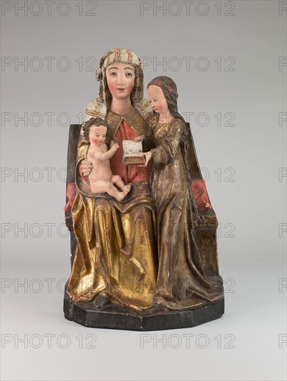 Virgin and Child with Saint Anne, 1475/1500, German, Rhenish, or Southern Netherlands, Rhineland, Painted walnut, gilding, H: 51.4 cm (20 1/4 in.)