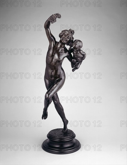 Bacchante with Infant Faun, Modeled 1894, cast after 1894, Frederick W. MacMonnies, American, 1863–1937, Cast by Jaboeuf et Rouard, Paris, France, United States, Bronze, H.: 86.3 cm (34 in.)