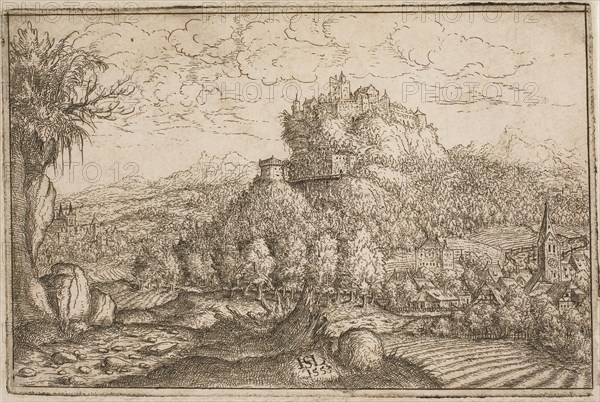 Castle on a Hilltop, 1553, Hanns Lautensack, German, 1524-1560/66, Germany, Etching on paper, 120 x 175 mm