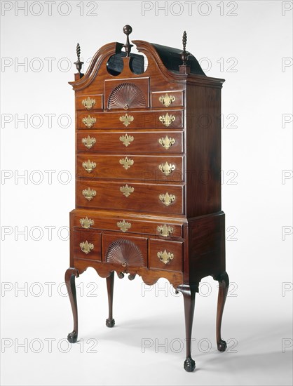 High Chest of Drawers, 1760/75, American, 18th century, Salem, Massachusetts, Salem, Mahogany and white pine, 217.2 × 102.8 × 50.8 cm (85 1/2 × 40 1/2 × 20 in.)