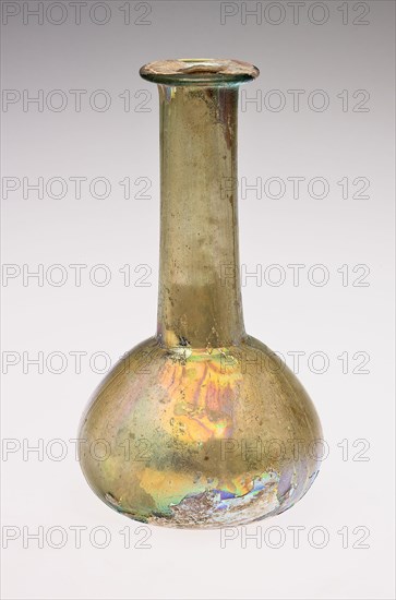 Bottle, 2nd/3rd century AD, Roman, Roman Empire, Glass, core-formed technique, 15.1 × 8.4 × 8.4 cm (6 × 3 1/4 × 3 1/4 in.)