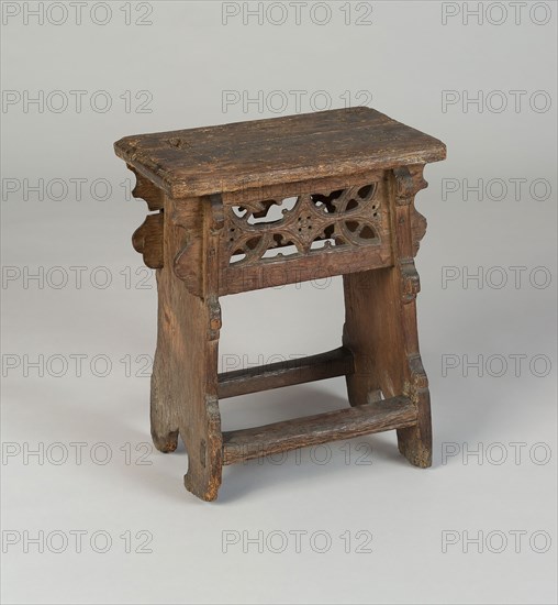 Stool, 15th century, North European, Europe, Oak, 53.3 × 44.5 cm (21 × 17 1/2 in.)