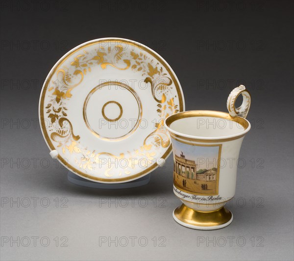 Cup and Saucer, 1844/47, Berlin Porcelain Manufactory (Königliche Porzellan-Manufaktur im Berlin), Germany, 1763-1918, Berlin, Hard-paste porcelain, polychrome enamels, and gilding, Cup: H. 12.7 cm (5 in.), diam. 7.9 cm (3 1/8 in.)