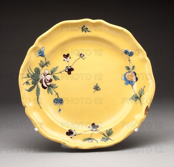 Plate, c. 1780, France, Montpellier, France, Tin-glazed earthenware (faience), Diam. 25.1 cm (9 15/16 in.)