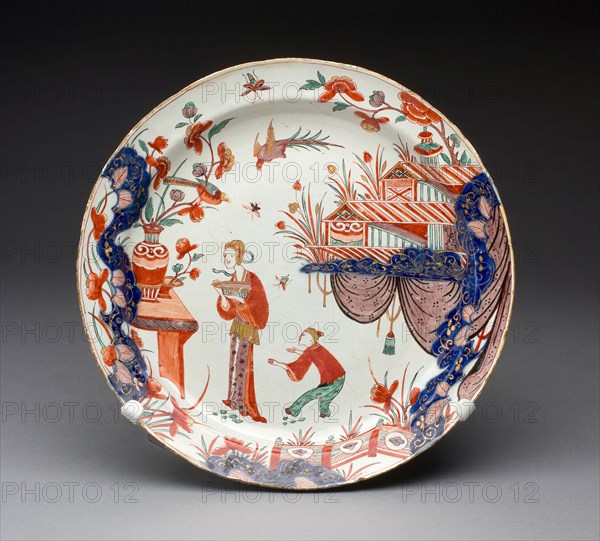 Plate, c. 1720, De Grieksche A (The Greek A) Factory, Delft, Netherlands, 1658-1722, Pieter Adriaensz. Kocks, Dutch, active 1701-1722, Delft, Tin-glazed earthenware (Delftware), Diam. 30 cm (11 9/16 in.)