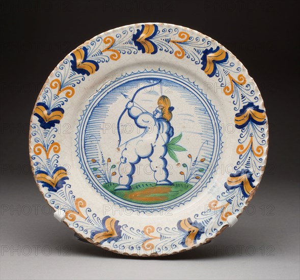 Plate, Mid 17th century, Netherlands, Haarlem, Haarlem, Majolica, Diam. 32.2 cm (12 5/8 in.)