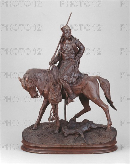 African Hunter, 1877, Pierre-Jules Mêne, French, 1810-1879, France, Wax, 51.8 × 36.2 × 19 cm (20 3/8 × 14 1/4 × 7 1/2 in.)