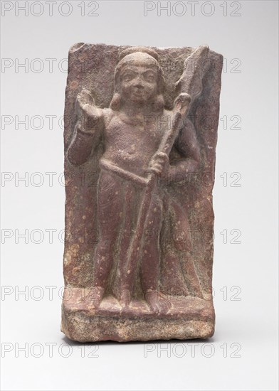 Karttikeya, God of War, Holding a Spear, 2nd century, India, Uttar Pradesh, Mathura, Mathura, Spotted red sandstone, 19.0 x 10.5 x 4.0 cm (7 1/2 x 4 1/8 x 1 9/16 in.)