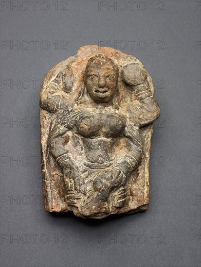 Goddess Durga Slaying the Buffalo Demon (Mahishasuramardini), Kushan period, 2nd century, India, Uttar Pradesh, Mathura, Mathura, Molded terracotta, 14.1 x 9.6 x 6 cm (5.6 x 3.8 x 2.4 in.)