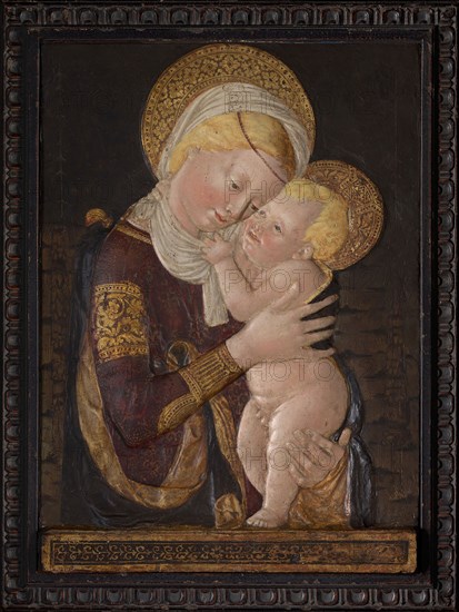 Virgin and Child, c. 1450, Desiderio da Settignano (After), Italian, 1428-1464, Italy, Painted stucco, 61 × 43.2 cm (24 × 17 in.)