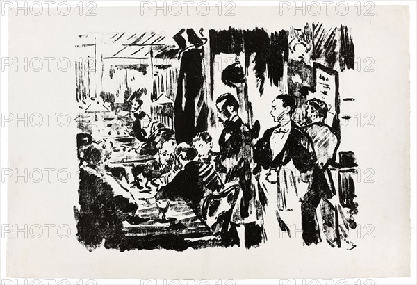 At the Café (unpublished plate), 1874, Édouard Manet (French, 1832-1883), printed by Lefman et Compagnie (French, 19th century), France, Gillotage in black on ivory China paper, 270 × 339 mm (image), 325 × 482 mm (sheet)