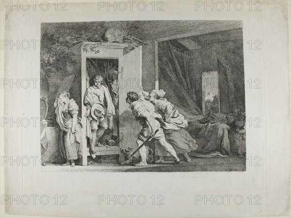 The Armoire, 1778, Jean Honoré Fragonard, French, 1732-1806, France, Etching on ivory laid paper, 342 × 461 mm (image), 420 × 552 mm (plate), 493 × 652 mm (sheet)