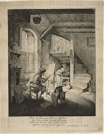 The Painter, c. 1647, Adriaen van Ostade, Dutch, 1610-1685, Holland, Etching in black on buff paper, 208 x 170 mm (image), 231 x 174 mm (plate), 255 x 202 mm (sheet)