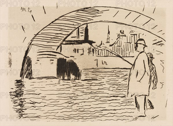 The Arch of the Bridge, plate 6 from Le Fleuve, 1874, Édouard Manet (French, 1832-1883), written by Charles Cros (French, 1842-1888), printed by Auguste Delâtre (French, 1822-1907) and Cochet (French, 19th century), published by Librairie de l’eau-forte (French, 19th century) and Richard Lesclide (French, 1825-1892), France, Etching, drypoint and aquatint in black on ivory laid paper, 106 × 147 mm (image), 116 × 157 mm (plate), 278 × 238 mm (sheet)