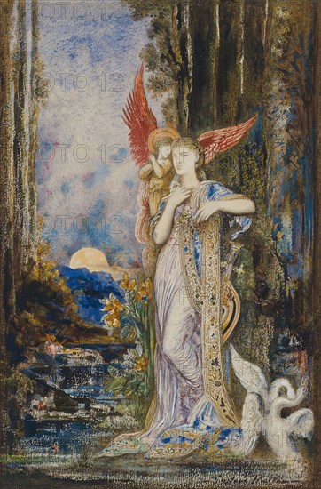 L’Inspiration, c. 1893, Gustave Moreau, French, 1826-1898, France, Watercolor and gouache, with pen and blue ink, over traces of graphite, on ivory wove paper, wrapped and adhered on verso to wood pulp board, 299 × 230 mm