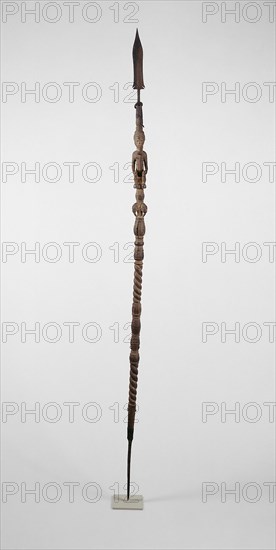 Figural Staff, Probably late 19th century, Baule, Côte d’Ivoire, Coastal West Africa, Côte d'Ivoire, Wood and iron, H. 160 cm (63 in.)