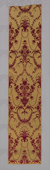 Panel (Formerly Used as a Wallcovering), 1775/85, Italy, Genoa, Italy, Silk and gilt-metal-strip, twill weave with supplementary patterning wefts and supplementary pile warps forming cut and uncut, voided velvet, 303.4 x 63.4 cm (119 1/2 x 25 in.)