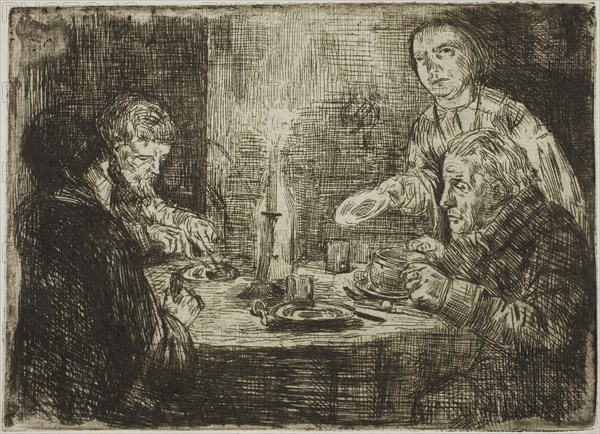 The Supper, 1861, Alphonse Legros, French, 1837-1911, France, Etching on ivory laid paper, 124 × 172 mm (image/plate), 258 × 317 mm (sheet)