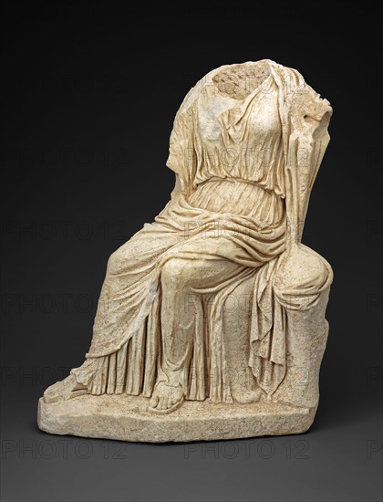 Statue of a Seated Woman, 2nd century AD, Roman, Roman Empire, Marble, 82 × 63.5 × 38.2 cm (32 3/8 × 25 × 15 in.)