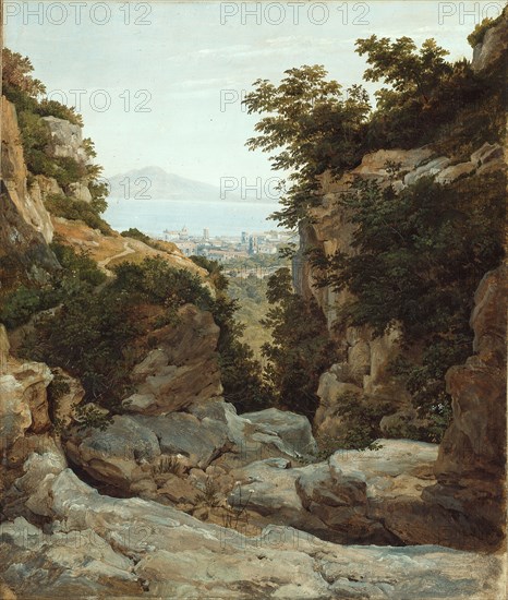 Italian Landscape, 1821/24, Heinrich Reinhold, attributed to, German, 1788-1825, Germany, Oil on paper mounted on canvas, 12 13/16 × 10 7/8 in. (32.6 × 27.6 cm)