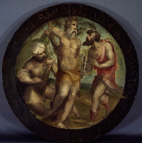 Saint Ignatius of Antioch Disemboweled by Trajan’s Torturers, 1525/27, Domenico Beccafumi, Italian, 1486?-1551, Italy, Oil on panel, diameter: 24 in. (61 cm)