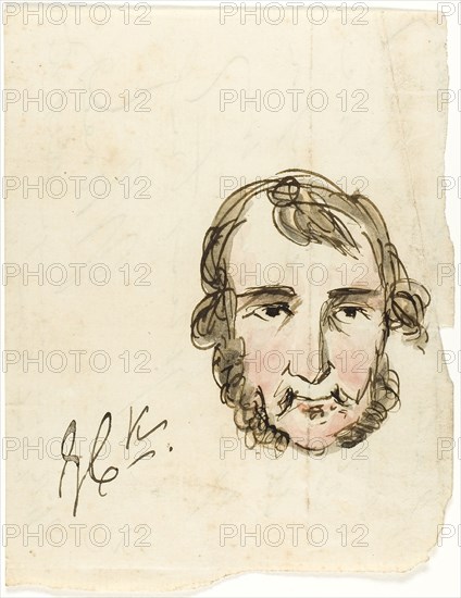Self-Portrait, n.d., George Cruikshank, English, 1792-1878, England, Pen and brown ink and brush and gray wash, and watercolor wash, on cream laid paper, 130 × 101 mm